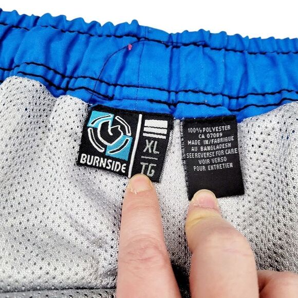 2/$20 Burnside Blue & Black Track Shorts Pants Size: XL - Picture 6 of 9